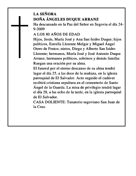 DOÑA ÁNGELES DUQUE ARRANZ