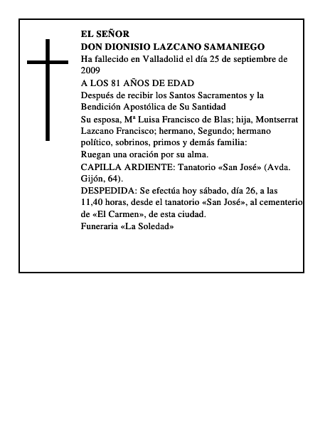 DON DIONISIO LAZCANO SAMANIEGO