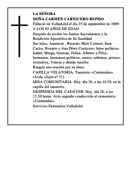 DOÑA CARMEN CARNICERO REPISO