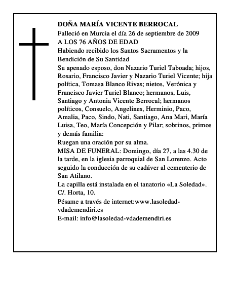 DOÑA MARÍA VICENTE BERROCAL