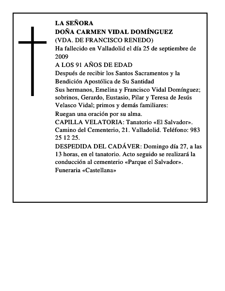 DOÑA CARMEN VIDAL DOMÍNGUEZ