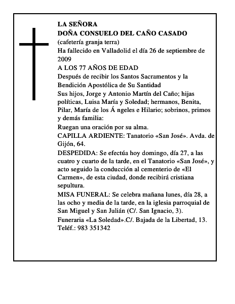 DOÑA CONSUELO DEL CAÑO CASADO
