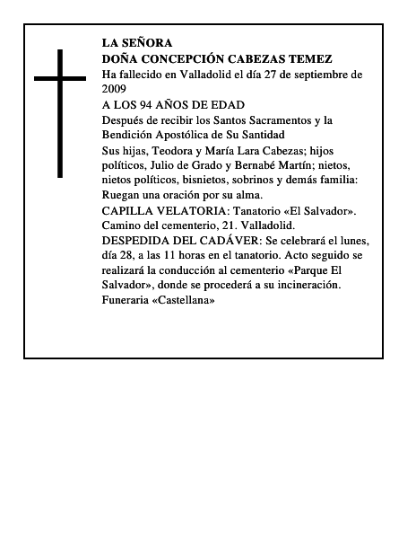 DOÑA CONCEPCIÓN CABEZAS TEMEZ