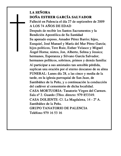 DOÑA ESTHER GARCÍA SALVADOR