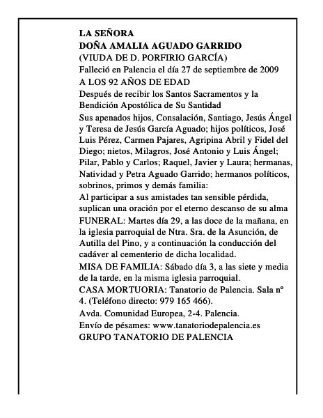DOÑA AMALIA AGUADO GARRIDO