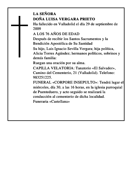 DOÑA LUISA VERGARA PRIETO