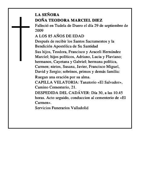 DOÑA TEODORA MARCIEL DIEZ