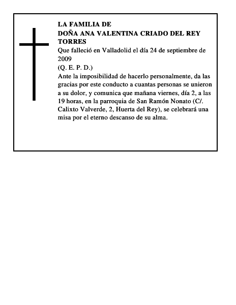 DOÑA ANA VALENTINA CRIADO DEL REY TORRES