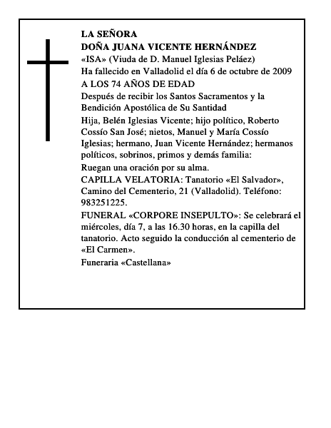 DOÑA JUANA VICENTE HERNÁNDEZ
