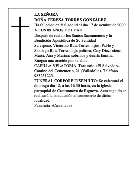 DOÑA TERESA TORRES GONZÁLEZ