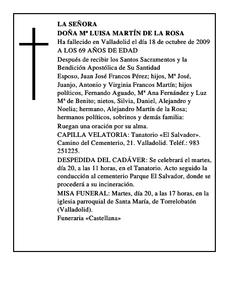 DOÑA Mª LUISA MARTÍN DE LA ROSA