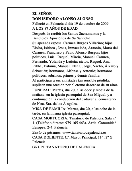 DON ISIDORO ALONSO ALONSO