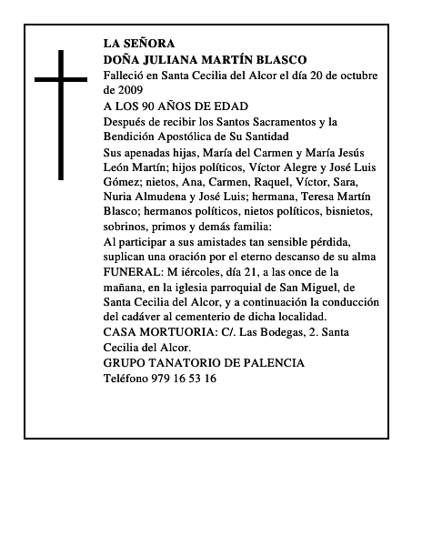 DOÑA JULIANA MARTÍN BLASCO