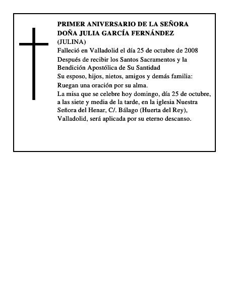 DOÑA JULIA GARCÍA FERNÁNDEZ