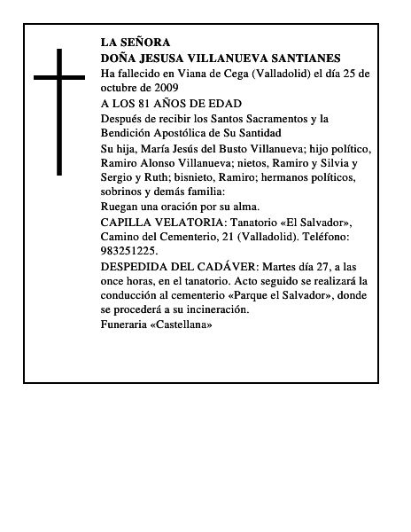 DOÑA JESUSA VILLANUEVA SANTIANES
