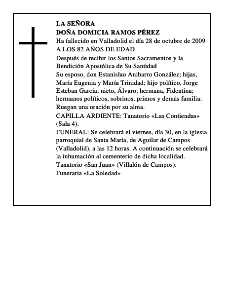 DOÑA DOMICIA RAMOS PÉREZ