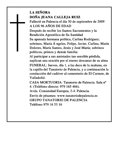 DOÑA JUANA CALLEJA RUIZ