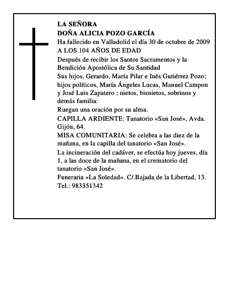 DOÑA ALICIA POZO GARCÍA