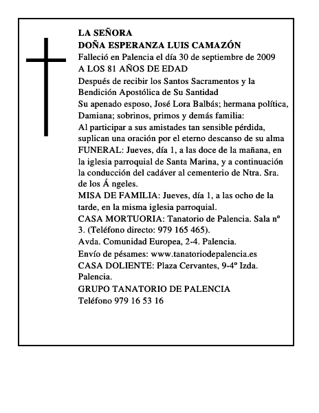 DOÑA ESPERANZA LUIS CAMAZÓN