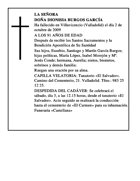 DOÑA DIONISIA BURGOS GARCÍA