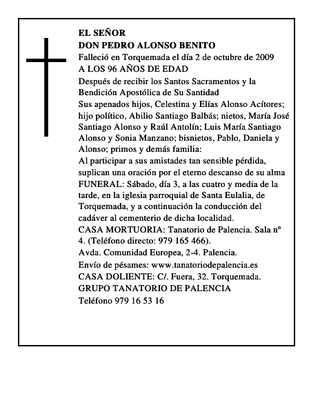DON PEDRO ALONSO BENITO