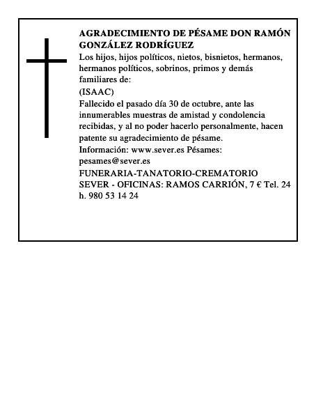 AGRADECIMIENTO DE PÉSAME DON RAMÓN GONZÁLEZ RODRÍGUEZ