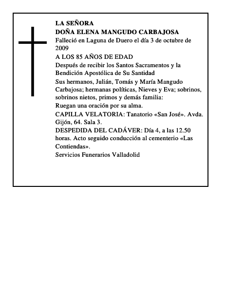 DOÑA ELENA MANGUDO CARBAJOSA