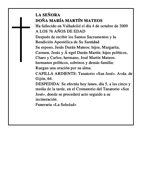 DOÑA MARÍA MARTÍN MATEOS