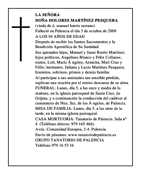 DOÑA DOLORES MARTÍNEZ PESQUERA