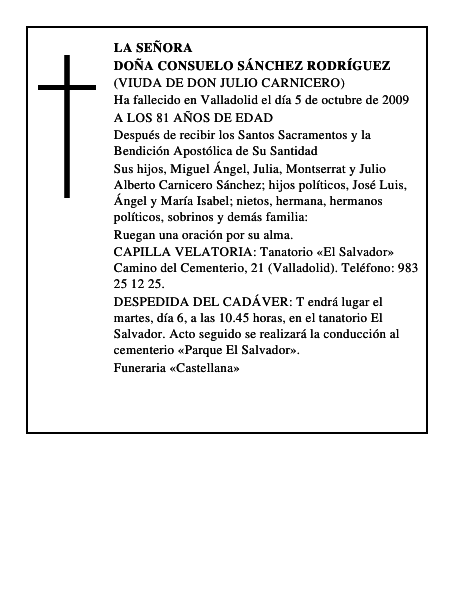 DOÑA CONSUELO SÁNCHEZ RODRÍGUEZ
