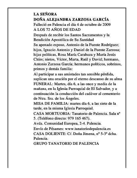 DOÑA ALEJANDRA ZARZOSA GARCÍA