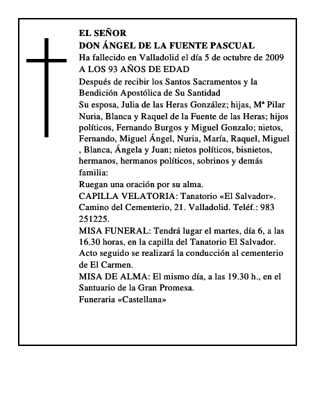 DON ÁNGEL DE LA FUENTE PASCUAL