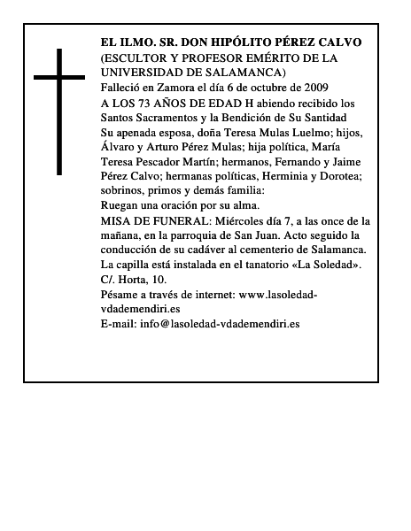 EL ILMO. SR. DON HIPÓLITO PÉREZ CALVO