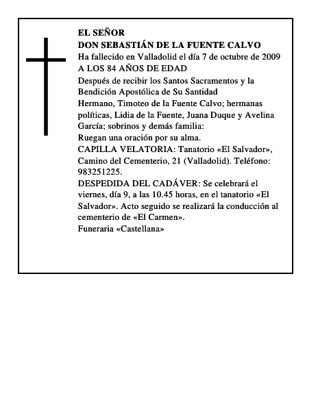 DON SEBASTIÁN DE LA FUENTE CALVO
