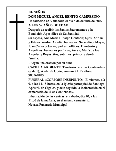 DON MIGUEL ÁNGEL BENITO CAMPESINO