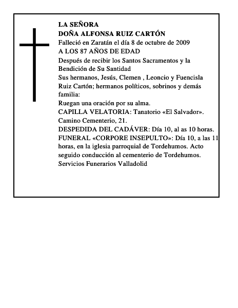 DOÑA ALFONSA RUIZ CARTÓN