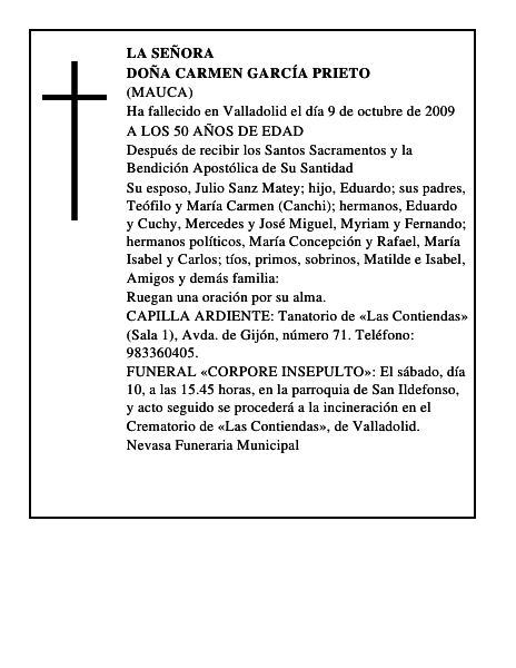 DOÑA CARMEN GARCÍA PRIETO