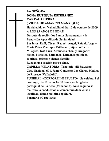 DOÑA EUTIQUIA ESTÉBANEZ CANTALAPIEDRA