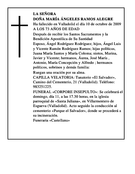 DOÑA MARÍA ÁNGELES RAMOS ALEGRE
