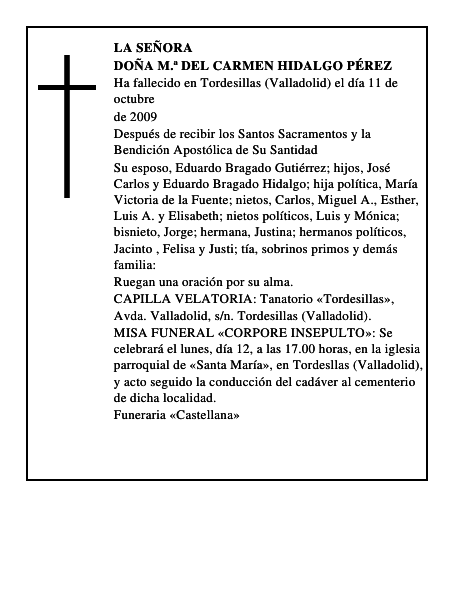 DOÑA M.ª DEL CARMEN HIDALGO PÉREZ