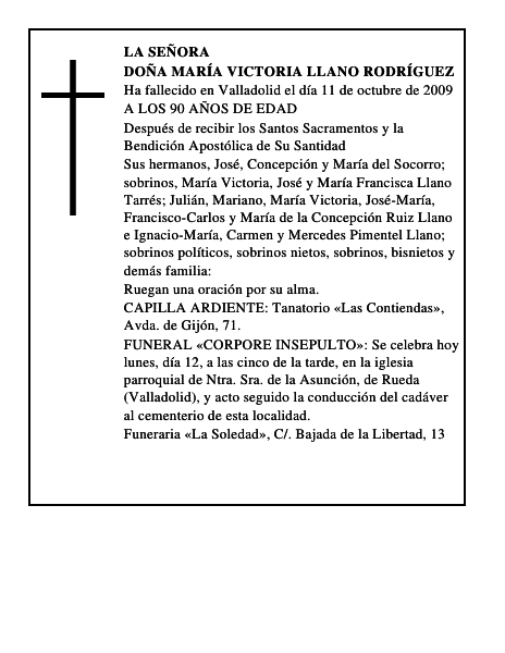 DOÑA MARÍA VICTORIA LLANO RODRÍGUEZ