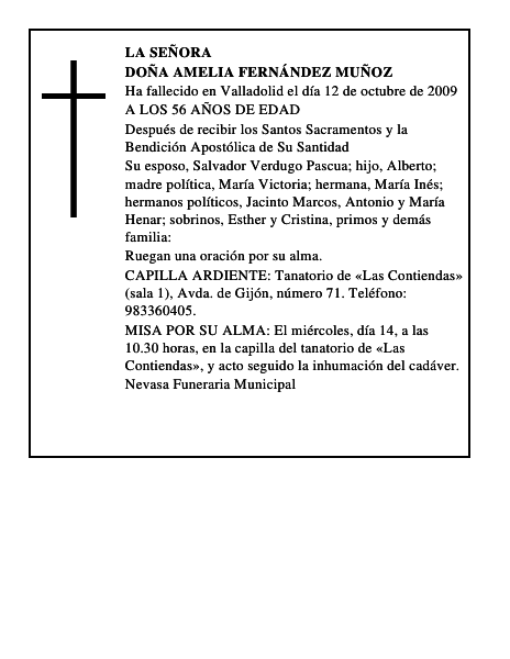 DOÑA AMELIA FERNÁNDEZ MUÑOZ