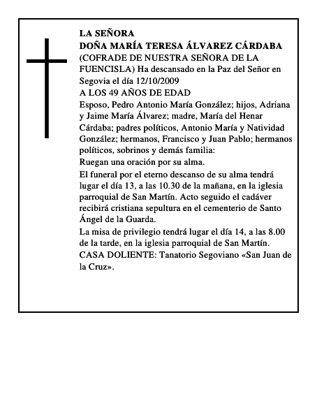 DOÑA MARÍA TERESA ÁLVAREZ CÁRDABA