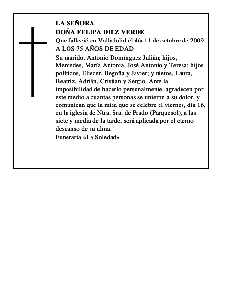 DOÑA FELIPA DIEZ VERDE