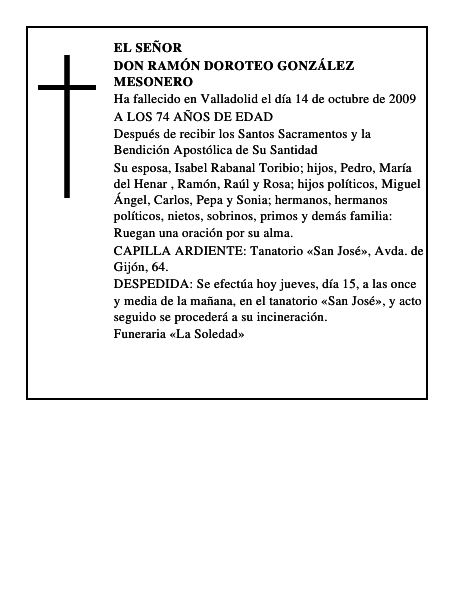 DON RAMÓN DOROTEO GONZÁLEZ MESONERO