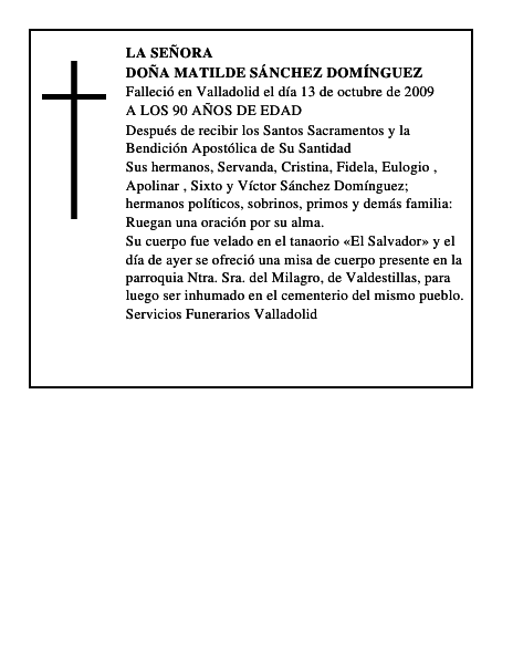 DOÑA MATILDE SÁNCHEZ DOMÍNGUEZ