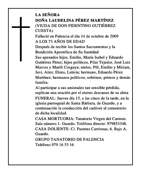 DOÑA LAUDELINA PÉREZ MARTÍNEZ