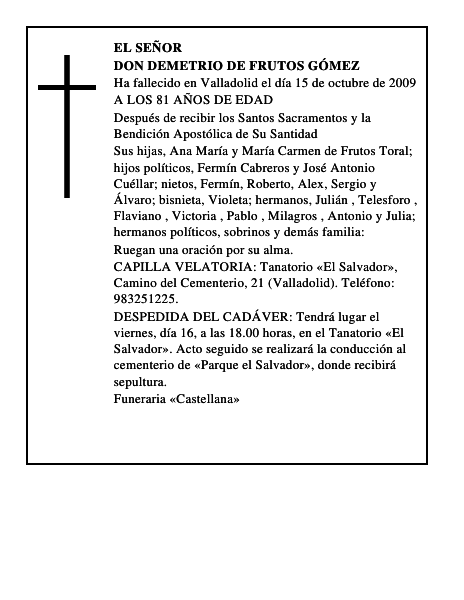 DON DEMETRIO DE FRUTOS GÓMEZ