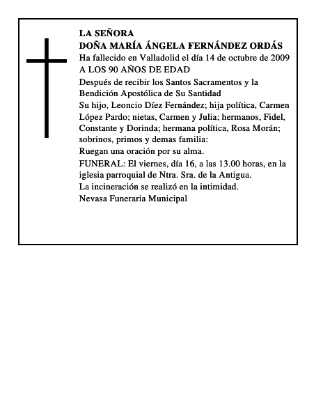 DOÑA MARÍA ÁNGELA FERNÁNDEZ ORDÁS