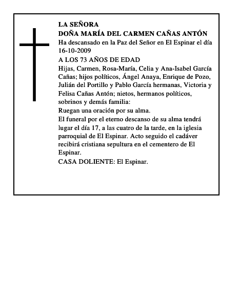 DOÑA MARÍA DEL CARMEN CAÑAS ANTÓN